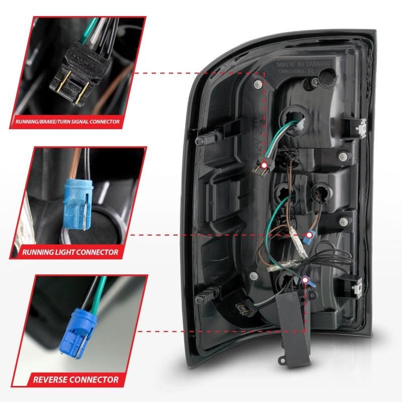 ANZO 311465 - ANZ311465 - ANZO 14-18 GMC Sierra 1500 Full LED Taillights Black Housing Smoke Lens (w/C Light Bars) - Shipped in Europe - Tuningsupply.com