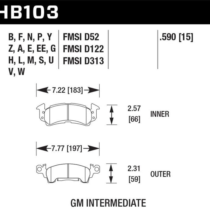 Hawk Performance KHB103N.590 - HAWKHB103N.590 - Hawk HP+ Street Brake Pads - Shipped in Europe - Tuningsupply.com
