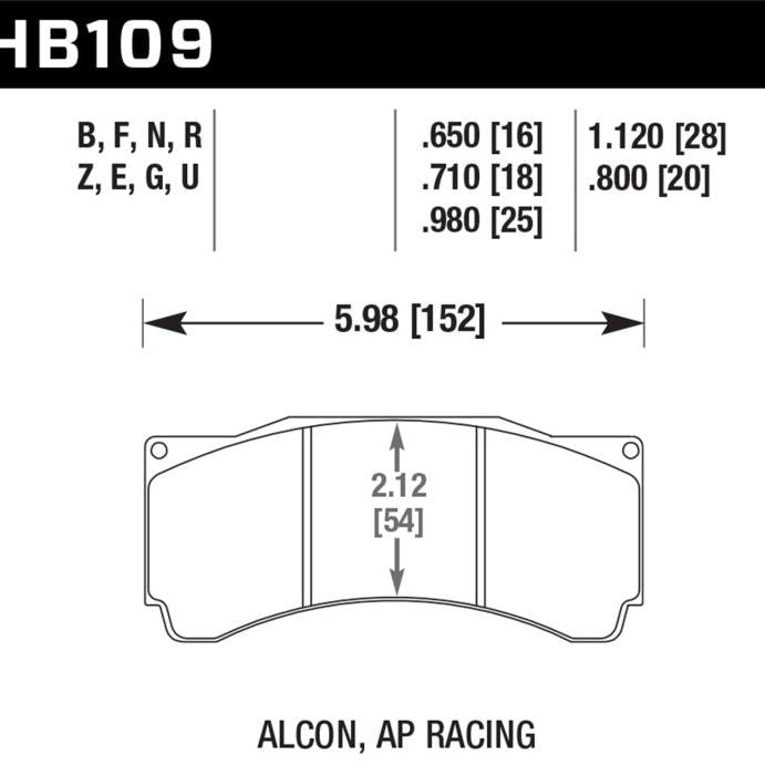 Hawk Performance KHB109G.710 - HAWKHB109G.710 - Hawk AP Racing DTC-60 Rear Race Brake Pads - Shipped in Europe - Tuningsupply.com
