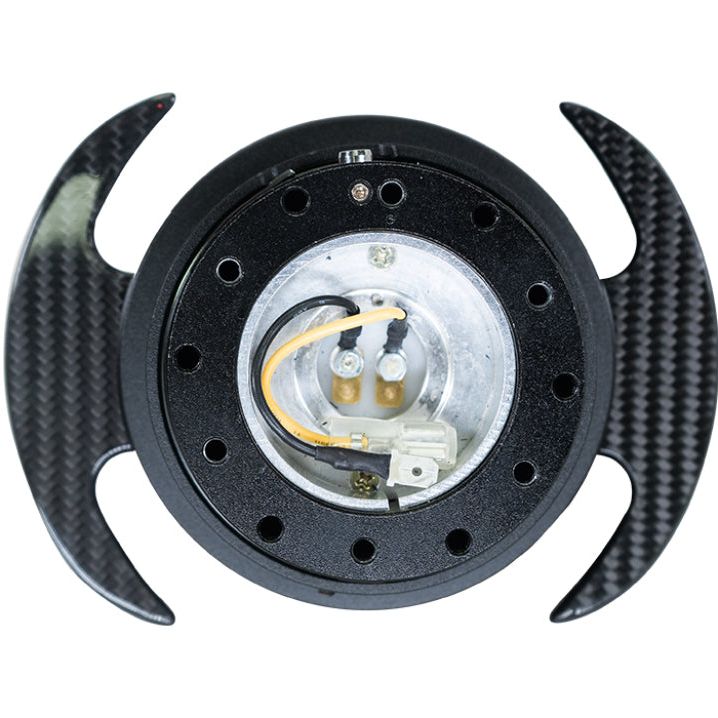 NRG SRK-650CF - NRGSRK-650CF - NRG Quick Release Kit Gen 3.0 - Black Body / Black Ring w/ Carbon Fiber Handles - Shipped in Europe - Tuningsupply.com