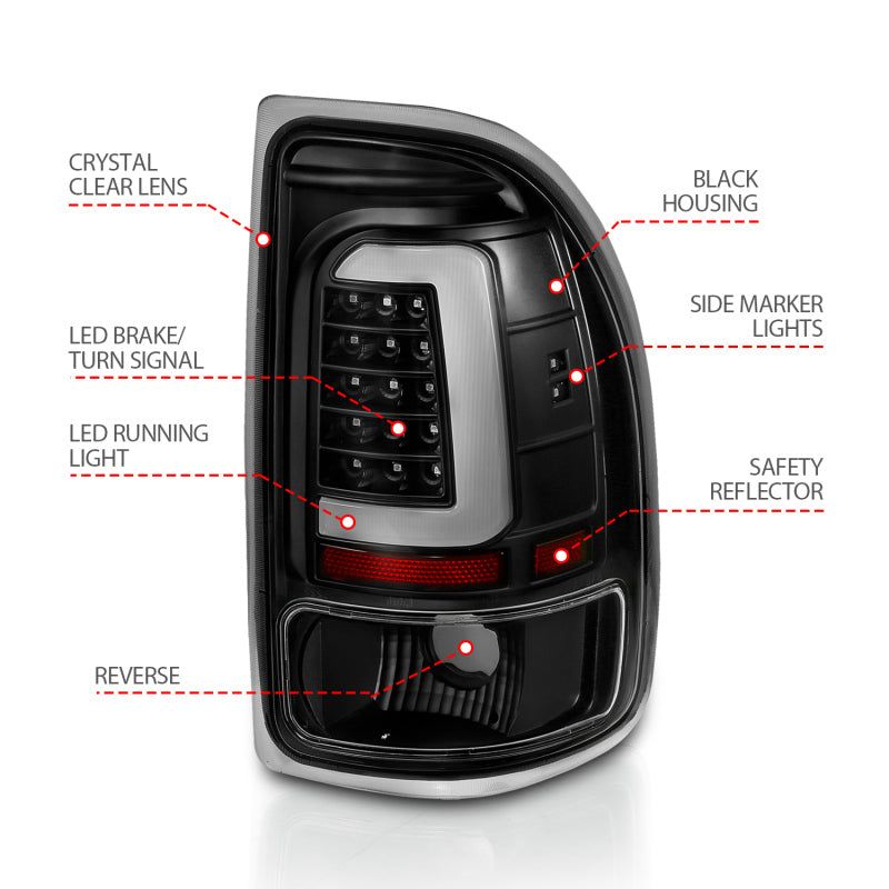 ANZO 311347 - ANZ311347 - ANZO 1997-2004 Dodge Dakota LED Taillights Black Housing Clear Lens Pair - Shipped in Europe - Tuningsupply.com