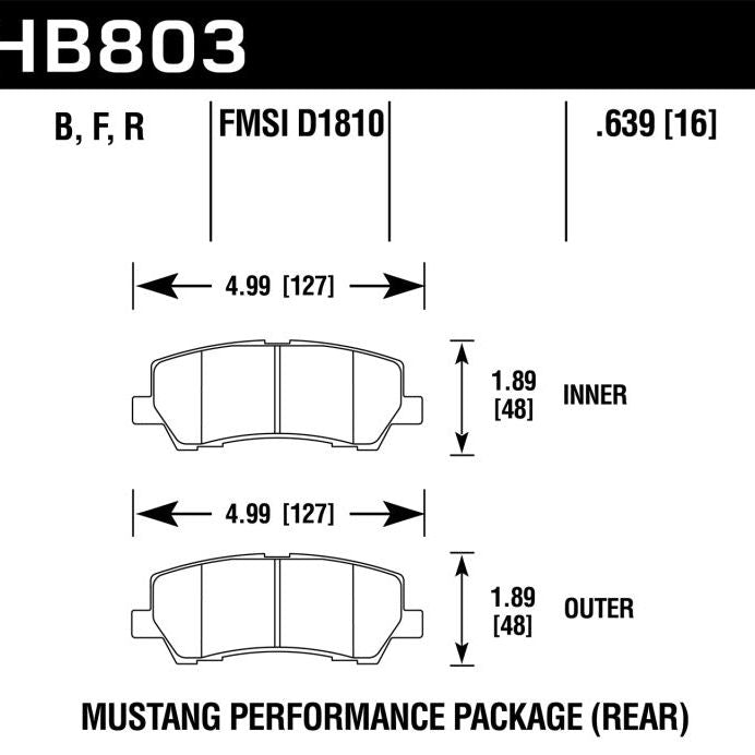 Hawk Performance KHB803G.639 - HAWKHB803G.639 - Hawk 15-17 Ford Mustang Performance DTC-60 Rear Brake Pads - Shipped in Europe - Tuningsupply.com