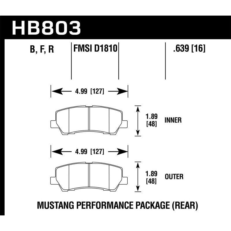Hawk Performance KHB803W.639 - HAWKHB803W.639 - Hawk 15-20 Ford Mustang GT 5.0L / 16-17 Mustang Brembo Package DTC-30 Race Rear Brake Pads - Shipped in Europe - Tuningsupply.com