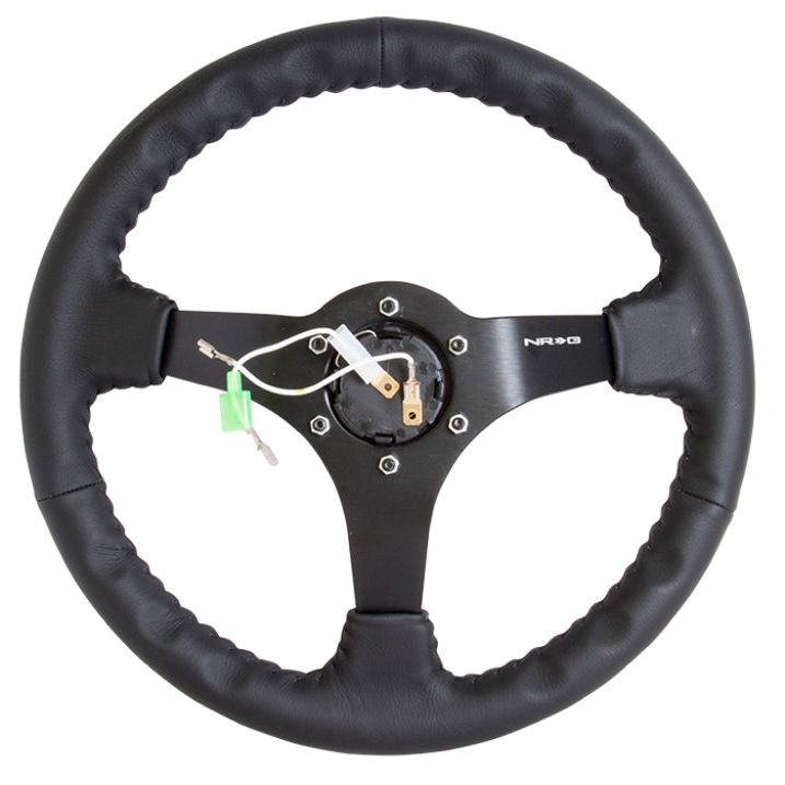 NRG RST-036MB-R - NRGRST-036MB-R - NRG Reinforced Steering Wheel (350mm / 3in. Deep) Bk Leather w/Bk BBall Stitch (Odi Bakchis Edition) - Shipped in Europe - Tuningsupply.com