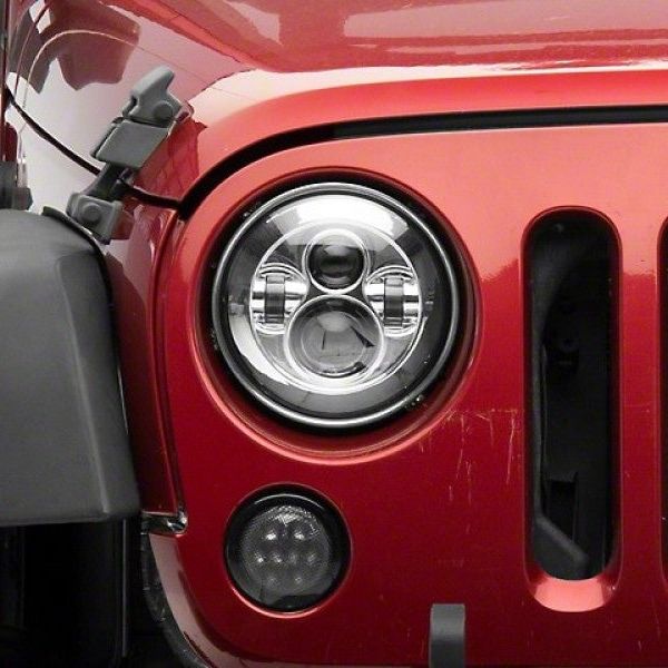 Raxiom J108043 - RAXJ108043 - Raxiom 97-18 Jeep Wrangler TJ/JK Axial Series LED Daymaker Headlights- Chrome Housing (Clear Lens) - Shipped in Europe - Tuningsupply.com