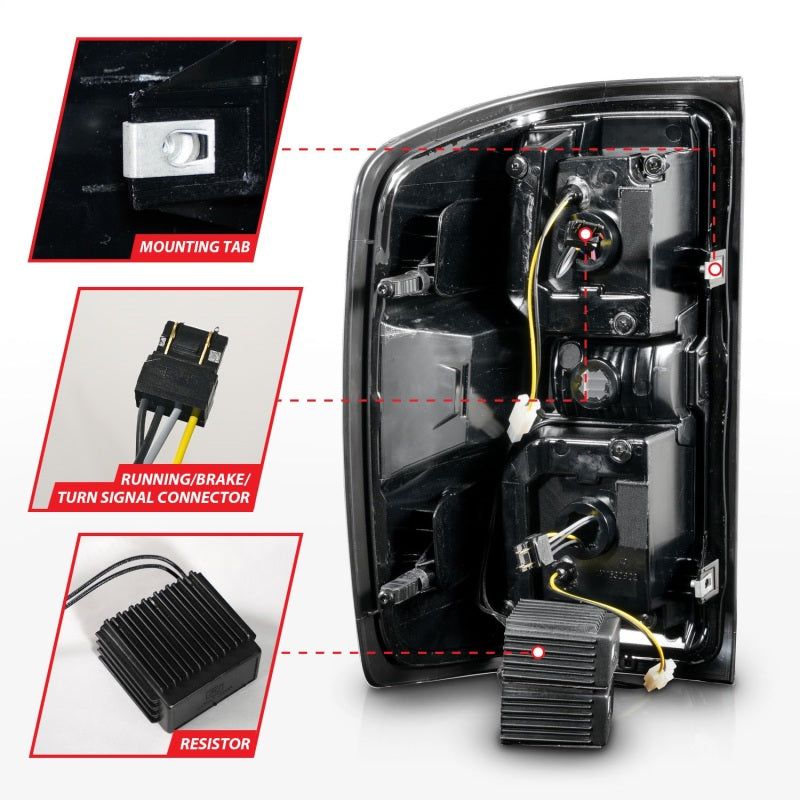 ANZO 311451 - ANZ311451 - ANZO 15-19 Chevrolet Silverado 2500 HD/3500 HD LED Taillight w/ Sequential Black Housing/Smoke Lens - Shipped in Europe - Tuningsupply.com