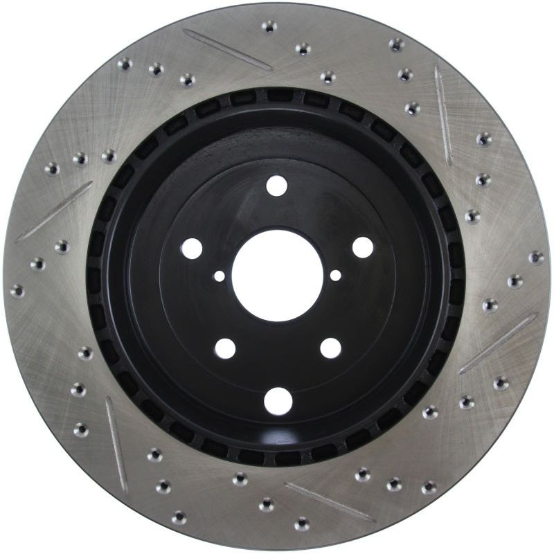 Stoptech 127.47030R - STO127.47030R - StopTech 08+ Subaru STI (Will Not Fit 05-07) Slotted & Drilled Sport Brake Rotor - Shipped in Europe - Tuningsupply.com