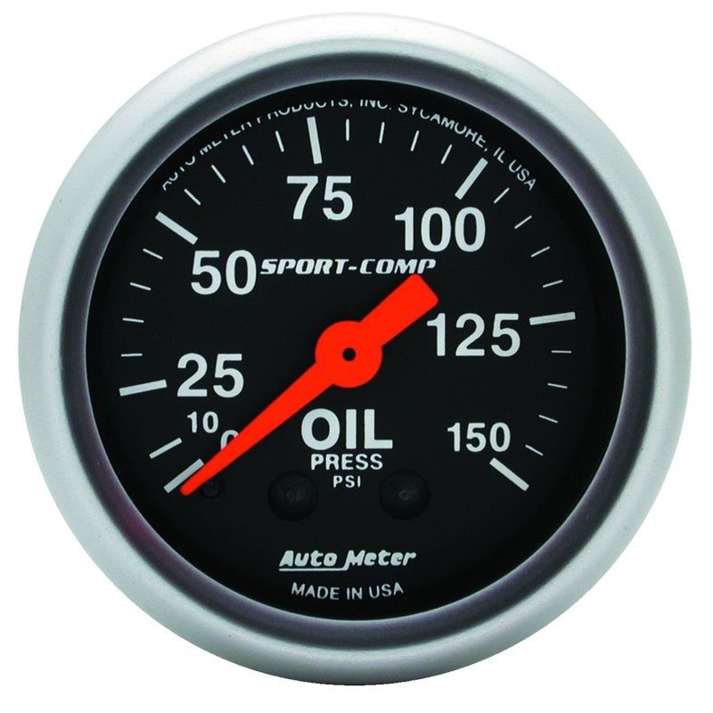 AutoMeter 3323 - ATM3323 - Autometer Sport Comp 52mm Mechanical 0-150 PSI Oil Pressure Gauge - Shipped in Europe - Tuningsupply.com
