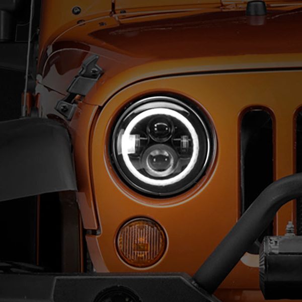 Raxiom J108037 - RAXJ108037 - Raxiom 97-18 Jeep Wrangler TJ/JK Axial Halo Headlights w/ DRL Amber Signals- Blk Hsng (Clear Lens) - Shipped in Europe - Tuningsupply.com