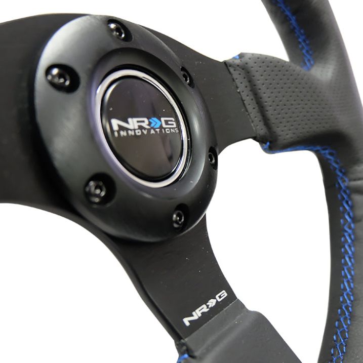 NRG RST-012R-BL - NRGRST-012R-BL - NRG Reinforced Steering Wheel (320mm) Black Leather w/Blue Stitching - Shipped in Europe - Tuningsupply.com