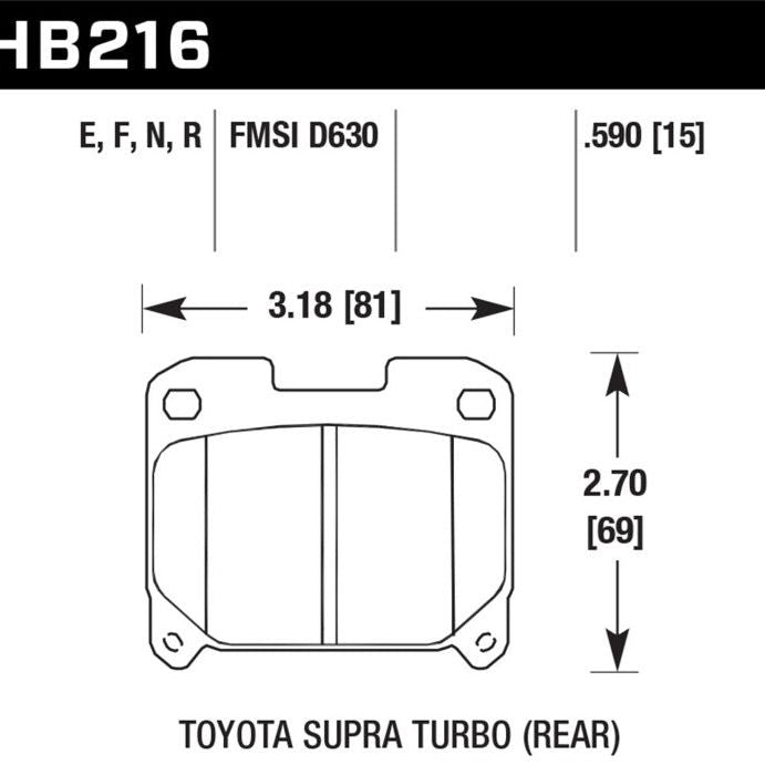 Hawk Performance KHB216B.590 - HAWKHB216B.590 - Hawk 93-98 Toyota Supra TT HPS 5.0 Street Rear Brake Pads - Shipped in Europe - Tuningsupply.com