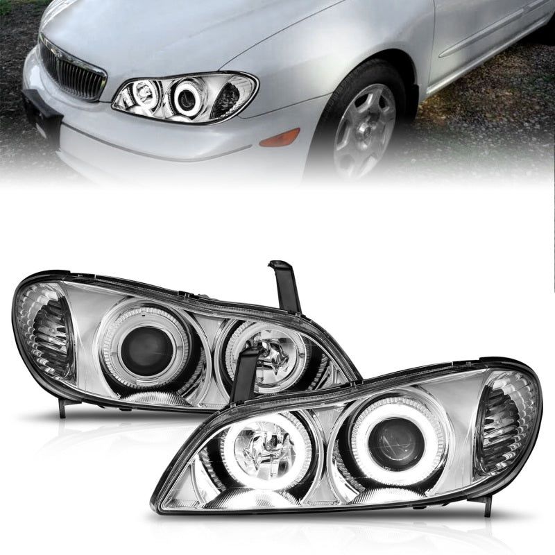 ANZO 121078 - ANZ121078 - ANZO 2000-2004 Infiniti I30 Projector Headlights w/ Halo Chrome - Shipped in Europe - Tuningsupply.com