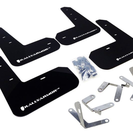 Rally Armor MF23-UR-BLK/WH - RALMF23-UR-BLK/WH - Rally Armor 13-17 Subaru BRZ/Toyota FR-S Black UR Mud Flap w/White Logo - Shipped in Europe - Tuningsupply.com
