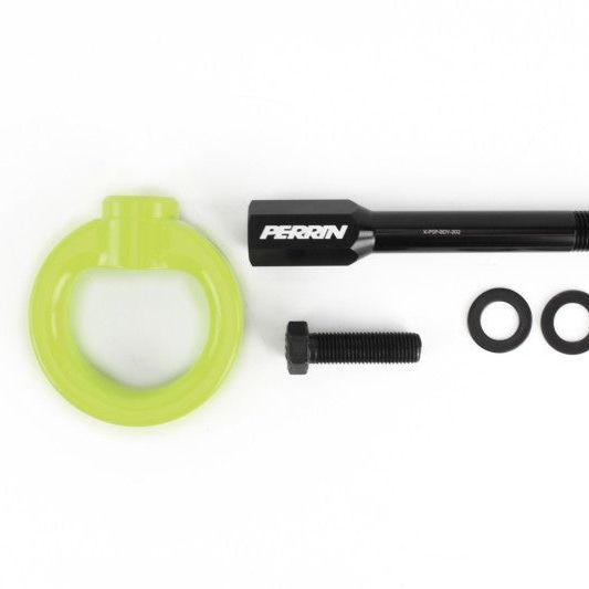 Perrin Performance PSP-BDY-230NY - PERPSP-BDY-230NY - PERRIN 02-07 Subaru WRX/STI Tow Hook Kit (Front) - Neon Yellow - Shipped in Europe - Tuningsupply.com