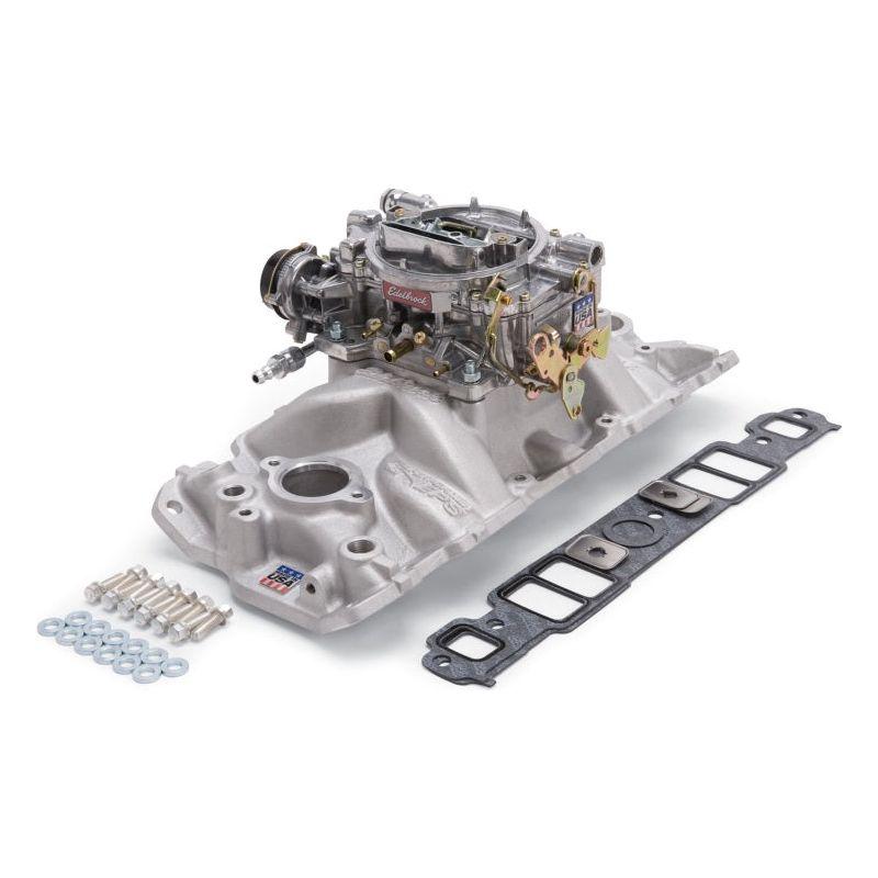 Edelbrock 2021 - EDE2021 - Edelbrock Manifold And Carb Kit Performer Eps Small Block Chevrolet 1957-1986 Natural Finish - Shipped in Europe - Tuningsupply.com