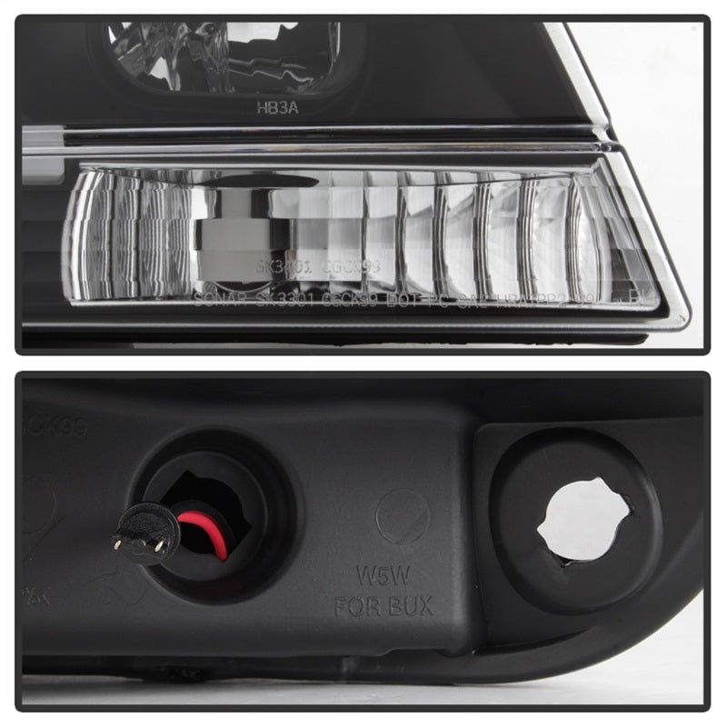 SPYDER 5085221 - SPY5085221 - Spyder 99-04 Jeep Grand Cherokee Projector Headlights - Light Bar DRL LED - Black - Shipped in Europe - Tuningsupply.com