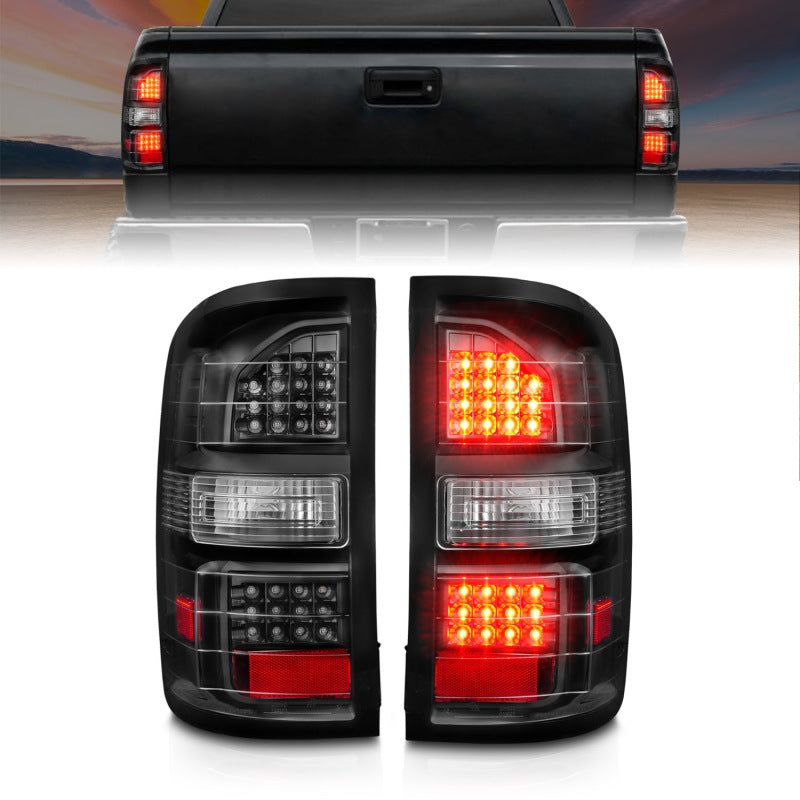 ANZO 311397 - ANZ311397 - ANZO 2014-2018 GMC Sierra LED Tail Lights Black Housing Clear Lens - Shipped in Europe - Tuningsupply.com