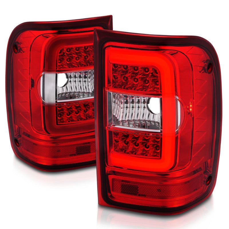 ANZO 311393 - ANZ311393 - ANZO 2001-2011 Ford Ranger LED Tail Lights w/ Light Bar Chrome Housing Red/Clear Lens - Shipped in Europe - Tuningsupply.com