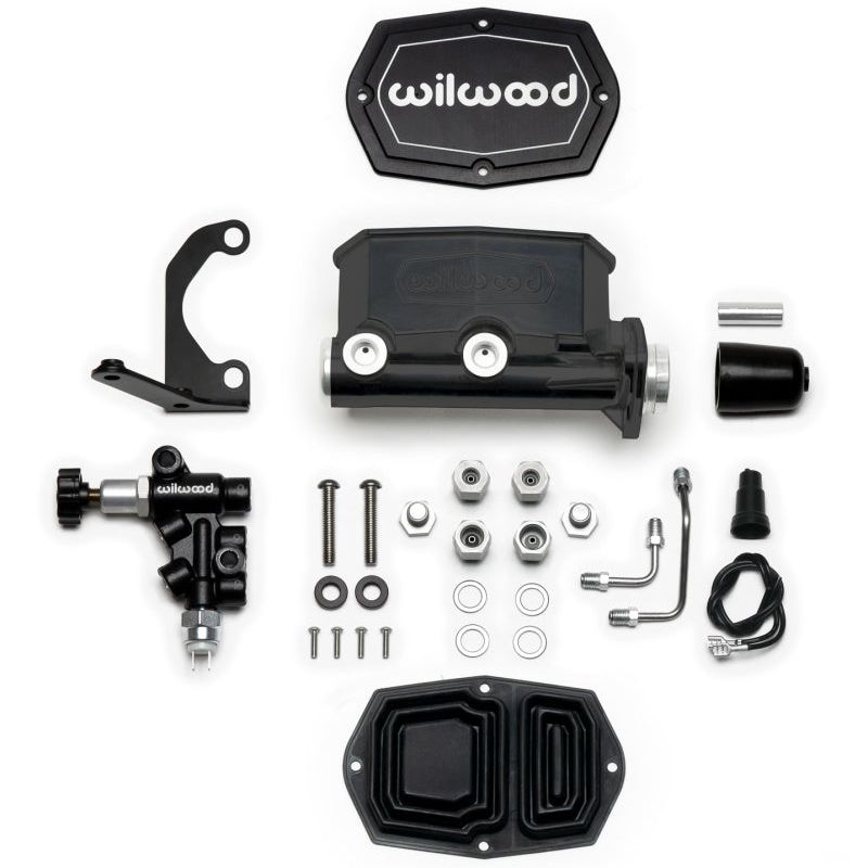 Wilwood 261-15662-BK - WIL261-15662-BK - Wilwood Compact Tandem M/C - 1.12in Bore w/RH Bracket and Valve - Black - Shipped in Europe - Tuningsupply.com