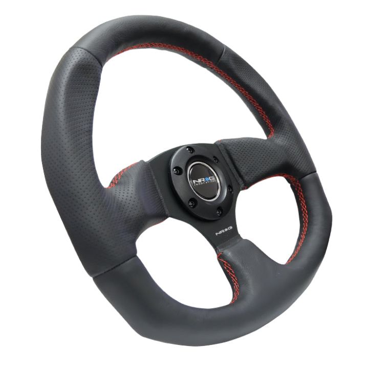 NRG RST-009R-RS - NRGRST-009R-RS - NRG Reinforced Steering Wheel (320mm Horizontal / 330mm Vertical) Leather w/Red Stitching - Shipped in Europe - Tuningsupply.com