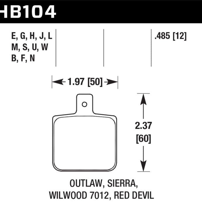 Hawk Performance KHB104N.485 - HAWKHB104N.485 - Hawk Sierra/Outlaw/Wilwood HP+ Street Brake Pads - Shipped in Europe - Tuningsupply.com