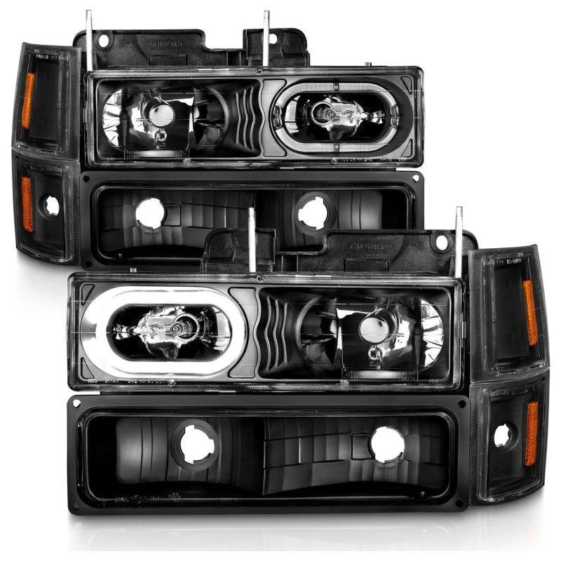 ANZO 111507 - ANZ111507 - ANZO 88-98 Chevrolet C1500 Crystal Headlights Black Housing w/ Signal and Side Marker Lights - Shipped in Europe - Tuningsupply.com