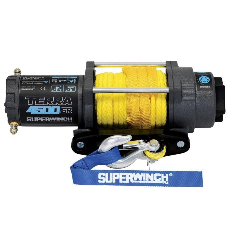 Superwinch 1145270 - SUW1145270 - Superwinch 4500 LBS 12V DC 1/4in x 50ft Synthetic Rope Terra 4500SR Winch - Gray Wrinkle - Shipped in Europe - Tuningsupply.com