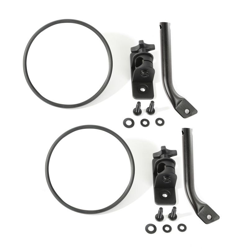 Rugged Ridge 11025.21 - RUG11025.21 - Rugged Ridge 97-18 Jeep Wrangler Textured Black Round Stubby Trail Mirror Kit - Shipped in Europe - Tuningsupply.com
