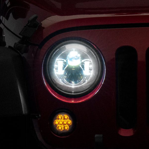 Raxiom J108043 - RAXJ108043 - Raxiom 97-18 Jeep Wrangler TJ/JK Axial Series LED Daymaker Headlights- Chrome Housing (Clear Lens) - Shipped in Europe - Tuningsupply.com
