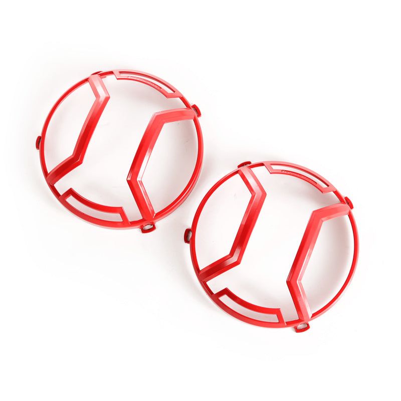 Rugged Ridge 11230.15 - RUG11230.15 - Rugged Ridge 07-18 Jeep Wrangler JK/JKU Red Elite Headlight Euro Guards - Shipped in Europe - Tuningsupply.com