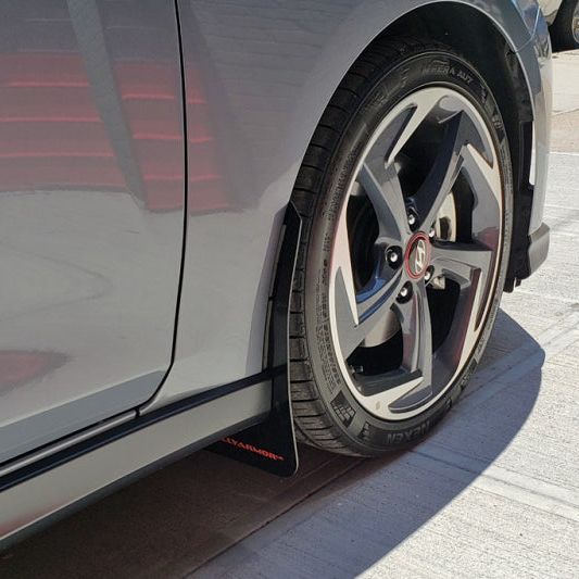 Rally Armor MF58-UR-RD/WH - RALMF58-UR-RD/WH - Rally Armor 19-21 Hyundai Veloster Turbo/2.0/R-Spec Red UR Mud Flap w/White Logo - Shipped in Europe - Tuningsupply.com