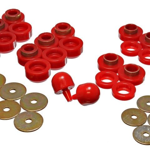 Energy Suspension 2.4107R - ENG2.4107R - Energy Suspension 97-06 Jeep Wrangler YJ & TJ Red Body(cab) Mount Set - Shipped in Europe - Tuningsupply.com