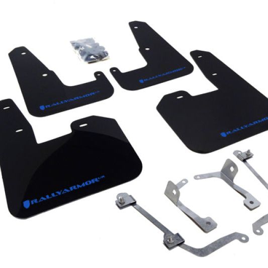 Rally Armor MF15-UR-BLK/BL - RALMF15-UR-BLK/BL - Rally Armor 08-11 Subaru STI (Hatch Only) / 11-14 WRX (Hatch Only) Black UR Mud Flap w/Blue Logo - Shipped in Europe - Tuningsupply.com