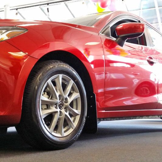 Rally Armor MF31-UR-BLK/WH - RALMF31-UR-BLK/WH - Rally Armor 14-18 Mazda3 Black UR Mud Flap w/White Logo - Shipped in Europe - Tuningsupply.com