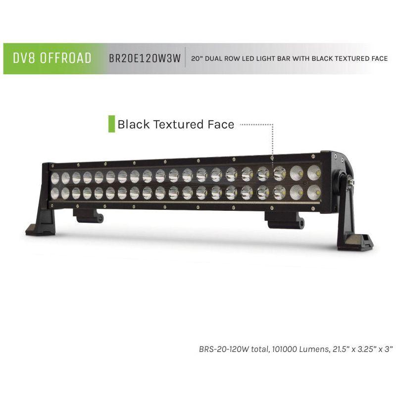 DV8 Offroad BR20E120W3W - DVEBR20E120W3W - DV8 Offroad BRS Pro Series 20in Light Bar 120W Flood/Spot 3W LED - Black - Shipped in Europe - Tuningsupply.com
