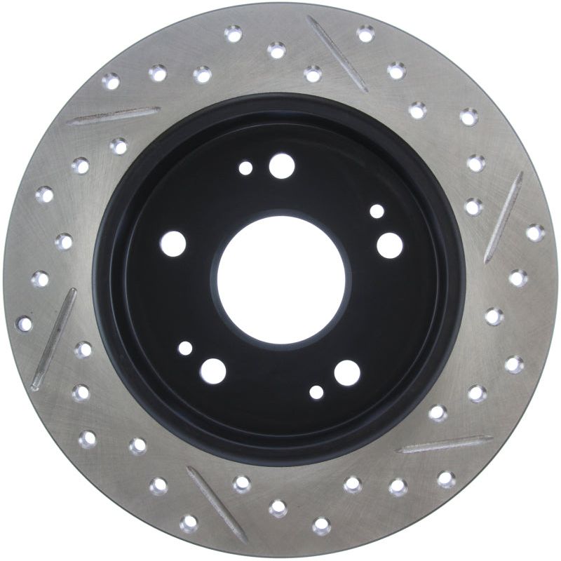 Stoptech 127.40040R - STO127.40040R - StopTech 06-09 Honda Civic Ex/Si Slotted & Drilled Right Rear Rotor - Shipped in Europe - Tuningsupply.com