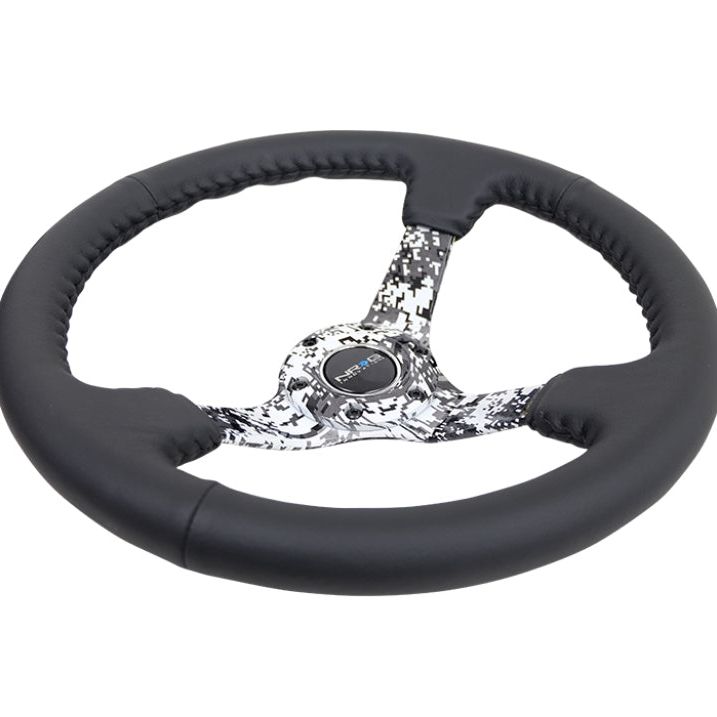 NRG RST-036DC-R - NRGRST-036DC-R - NRG Reinforced Steering Wheel (350mm / 3in. Deep) Blk Leather w/Hydrodipped Digi-Camo Spokes - Shipped in Europe - Tuningsupply.com