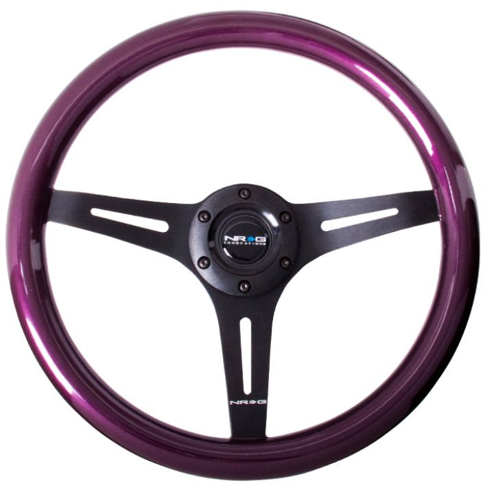 NRG ST-015BK-PP - NRGST-015BK-PP - NRG Classic Wood Grain Steering Wheel (350mm) Purple Pearl/Flake Paint w/Black 3-Spoke Center - Shipped in Europe - Tuningsupply.com