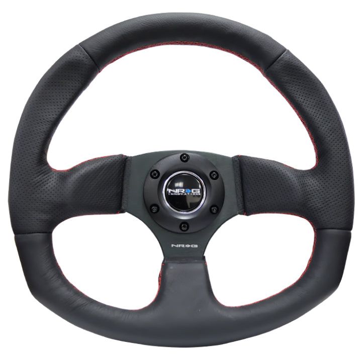 NRG RST-009R-RS - NRGRST-009R-RS - NRG Reinforced Steering Wheel (320mm Horizontal / 330mm Vertical) Leather w/Red Stitching - Shipped in Europe - Tuningsupply.com