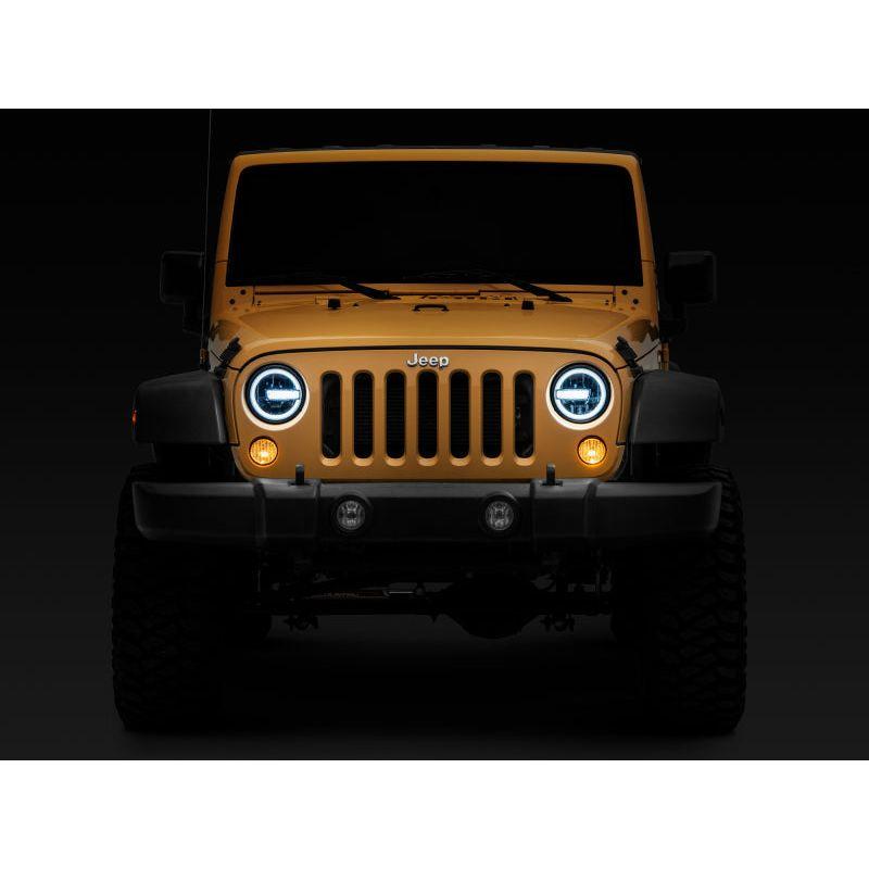 Raxiom J155018 - RAXJ155018 - Raxiom 97-18 Jeep Wrangler TJ/JK 7-Inch LED Headlights w/ Halos- Black Housing (Clear Lens) - Shipped in Europe - Tuningsupply.com