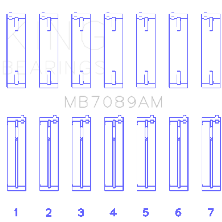 King Engine Bearings GMB7089AM - KINGMB7089AM - King Engine Bearings Audi/Volkswagen ABV/AES/AUE Crankshaft Main Bearing Set (Set of 7) - Size STD - Shipped in Europe - Tuningsupply.com