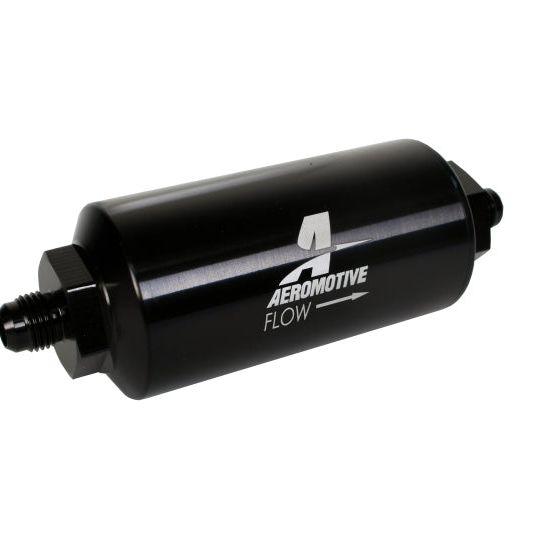 Aeromotive 12345 - AER12345 - Aeromotive In-Line Filter - (AN-6 Male) 10 Micron Microglass Element Bright Dip Black Finish - Shipped in Europe - Tuningsupply.com