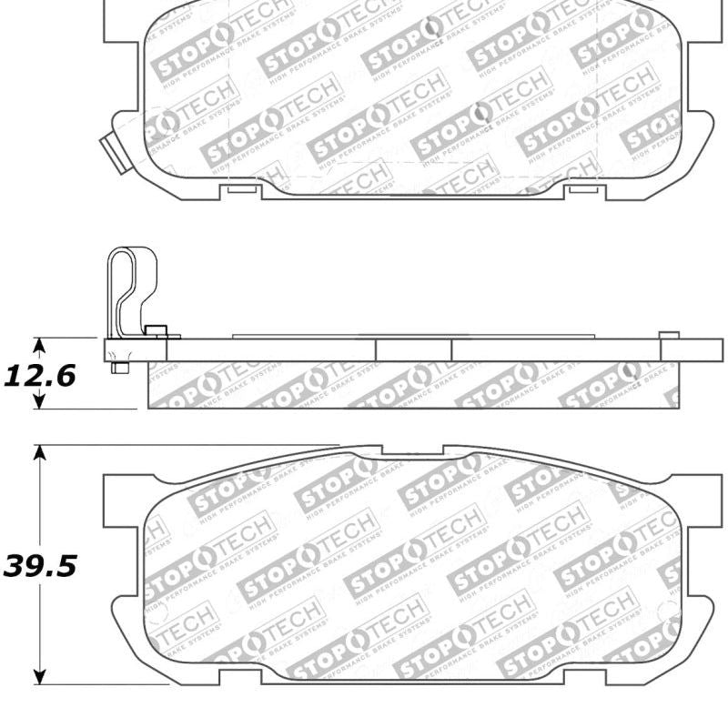 Stoptech 308.08910 - STO308.08910 - StopTech Street Touring 01-05 Miata w/ Sport Suspension Rear Brake Pads D891 - Shipped in Europe - Tuningsupply.com