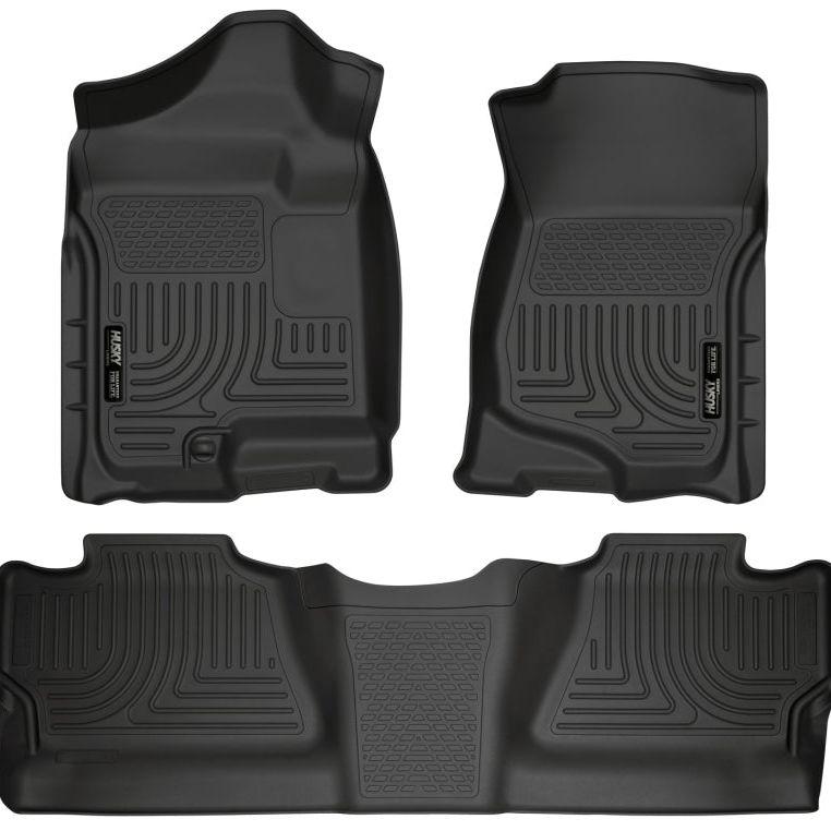 Husky Liners 98201 - HSL98201 - Husky Liners 07-12 Chevy Silverado/GMC Sierra Crew Cab WeatherBeater Combo Black Floor Liners - Shipped in Europe - Tuningsupply.com