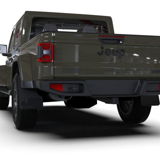Rally Armor MF104-BLK-MBK - RALMF104-BLK-MBK - Rally Armor 19-25 Jeep JT Gladiator (Mojave/Rubicon) Black Mud Flap w/Metallic Black Logo - Shipped in Europe - Tuningsupply.com