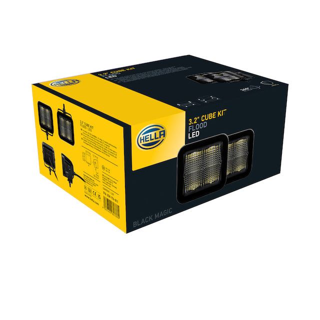 Hella LA358176811 - HELLA358176811 - Hella Universal Black Magic 3.2in L.E.D. Cube Kit - Flood Beam - Shipped in Europe - Tuningsupply.com