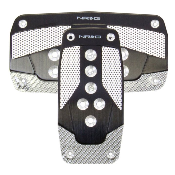 NRG PDL-450BK - NRGPDL-450BK - NRG Aluminum Sport Pedal A/T - Black w/Silver Carbon - Shipped in Europe - Tuningsupply.com
