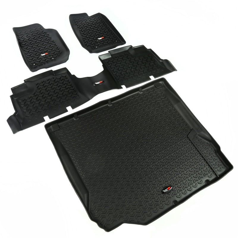 Rugged Ridge 12988.01 - RUG12988.01 - Rugged Ridge Floor Liner Front/Rear/Cargo Black 2007-2010 Jeep Wrangler JK 4 Dr - Shipped in Europe - Tuningsupply.com