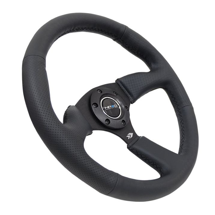 NRG RST-023MB-R - NRGRST-023MB-R - NRG Reinforced Steering Wheel (350mm / 2.5in. Deep) Blk Leather Comfort Grip w/5mm Matte Blk Spokes - Shipped in Europe - Tuningsupply.com