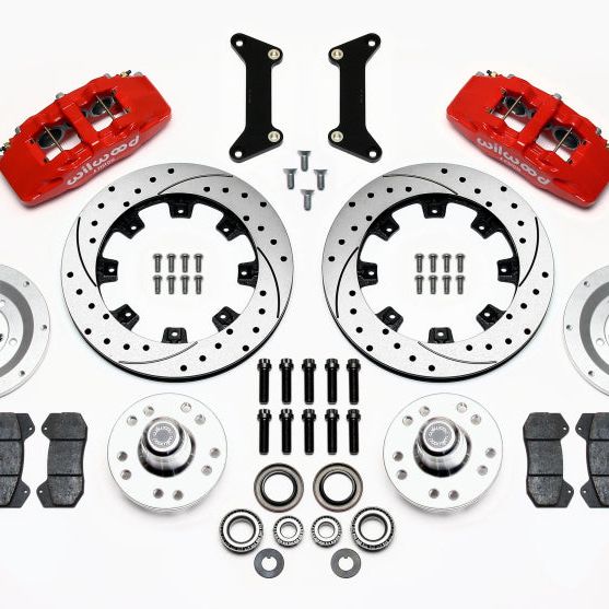 Wilwood 140-12837-DR - WIL140-12837-DR - Wilwood Dynapro 6 Front Hub Kit 12.19in Drilled Red 79-87 GM G Body - Shipped in Europe - Tuningsupply.com